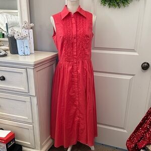 Coldwater Creek Size 10 cotton Sleeveless Melon button front Midi Dress
